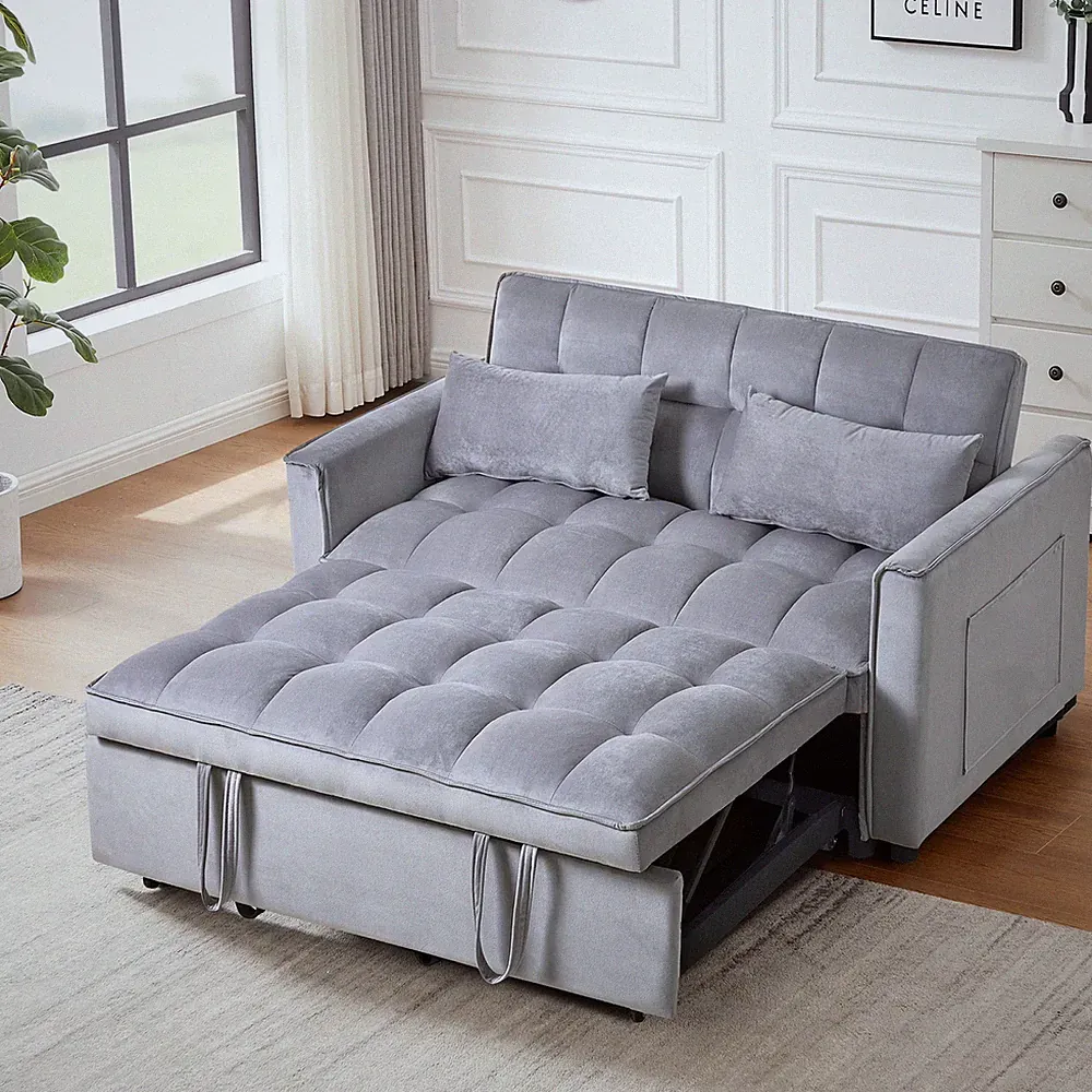 3 in 1 Convertible Sofa Bed,Modern Pull Out Couch Slepper Bed with Adjustable Ba