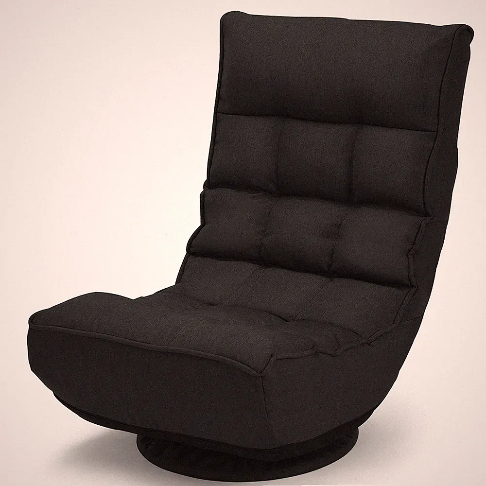 360 Swivel Floor Lazy Sofa Foldable Game Recliner Adjustable 4-Position Black