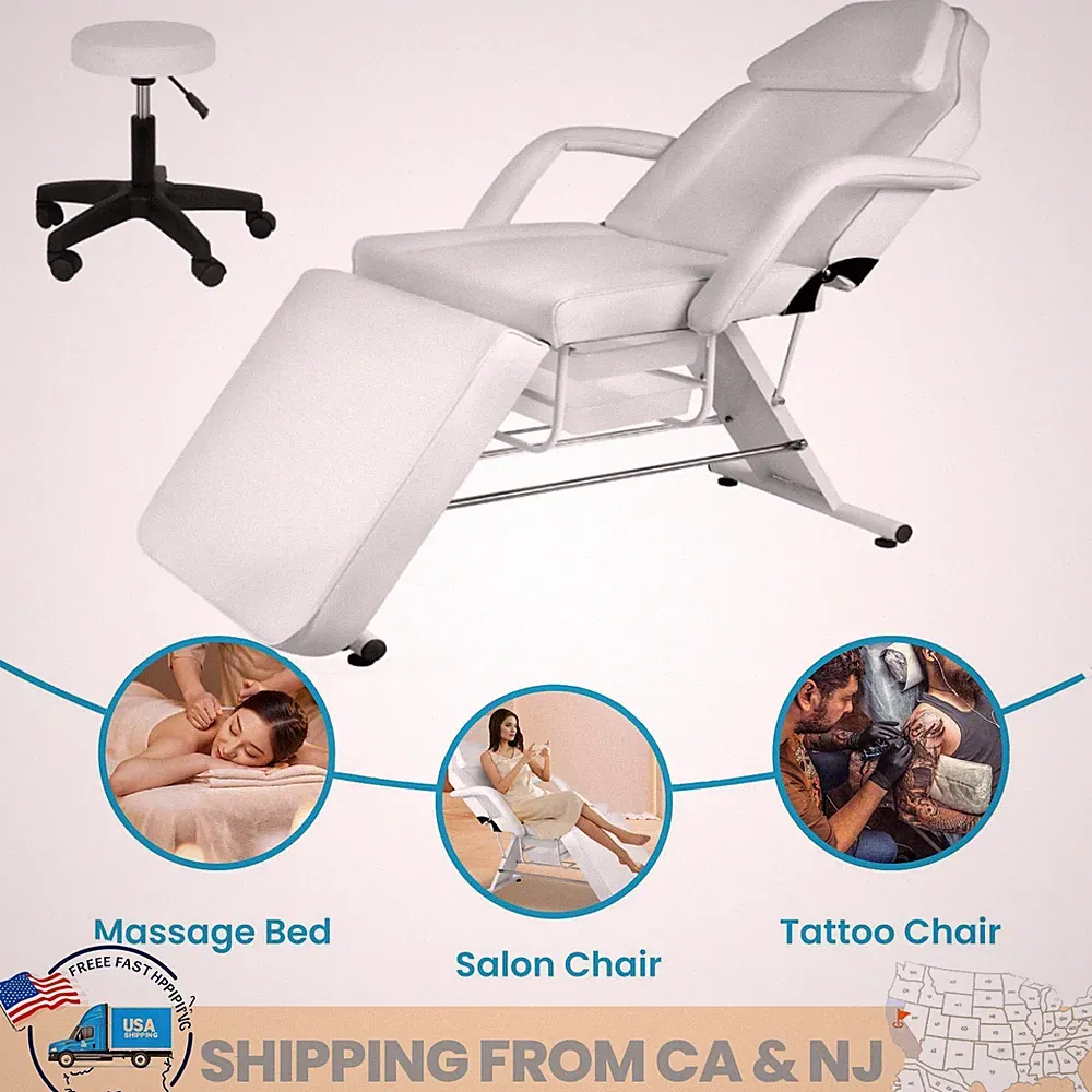 881LB Massage Bed Tattoo Spa Bed Swivel Aesthetician Chair w/ Hydraulic Stool