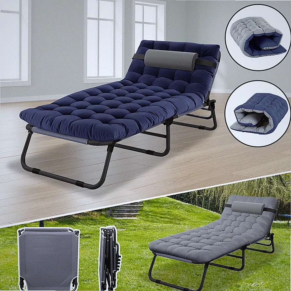Begonia.K Folding Camping Cot 4 Gear Reclining Patio Lounge Chair Folding Chaise