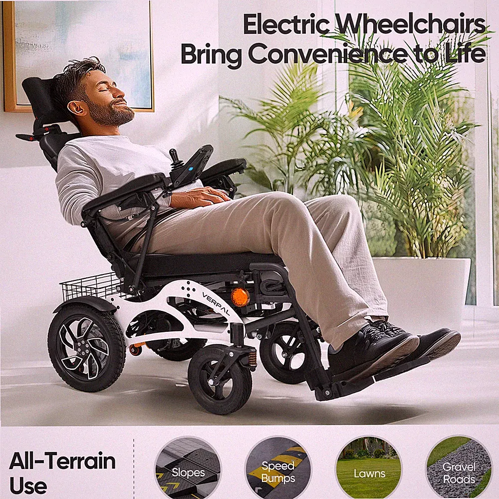 Foldable Electric Wheelchairs Automatic Reclining 2PCS Batteries For Airline