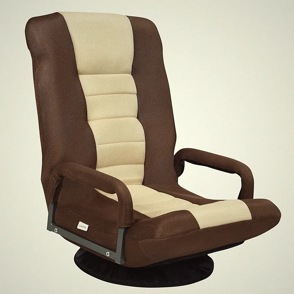 Foldable Swivel Gaming Floor Chair Sofa Recliner with Adjustable Backrest Brown