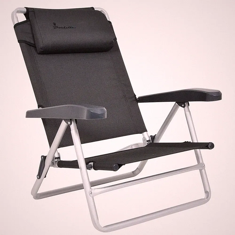 Isabella Beach Chair Low Folding Recliner with Neck Pillow 8 Positions