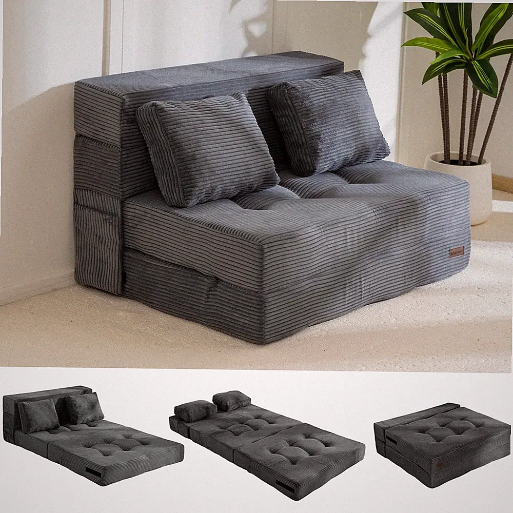 MAXYOYO Convertible Sofa Bed, Fold Out Loveseat Sleeper Twin, Dark Grey