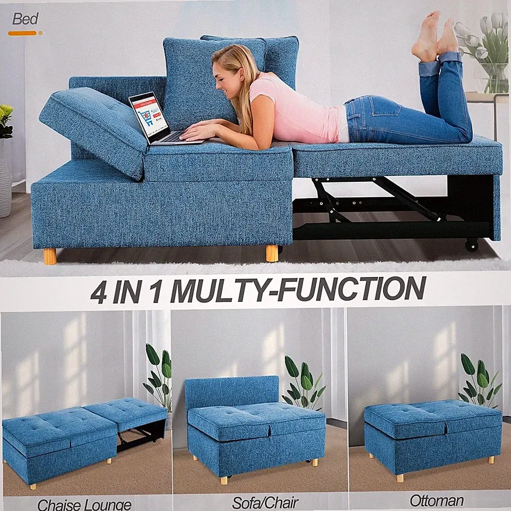 Modern 4-in-1 Convertible Sofa Bed Recliner Single Sleeper Loveseat Sofa Chair⭐⭐