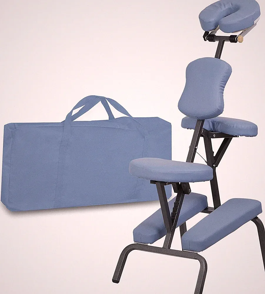 Portable Lightweight Massage Chair Folding Tattoo Spa Chair w/ Carrying Bag Blue