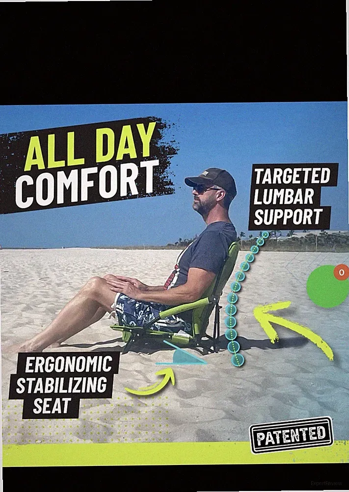 STRONGBACK Beach Chairs - Low Gravity Recliner Portable Beach Chair for Adults