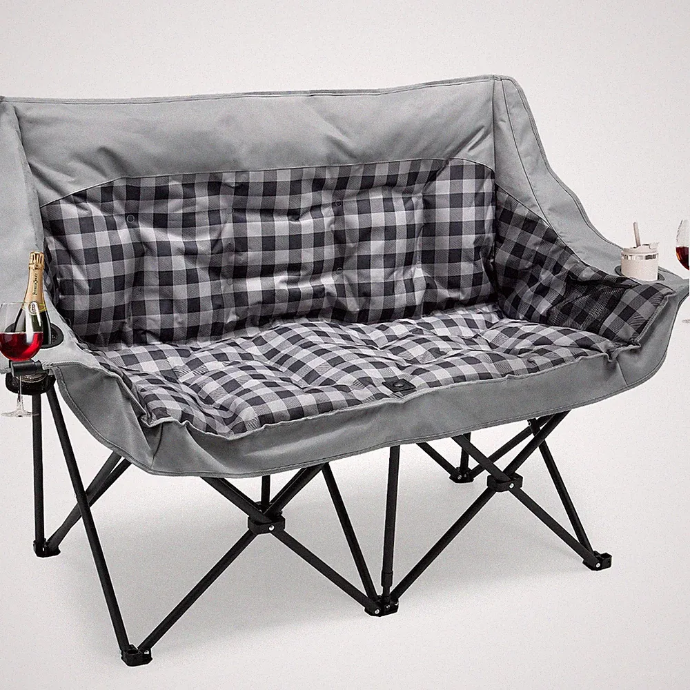 Two-Person Camping Loveseat - 3" Thick Padded & Foldable for Outdoor Use